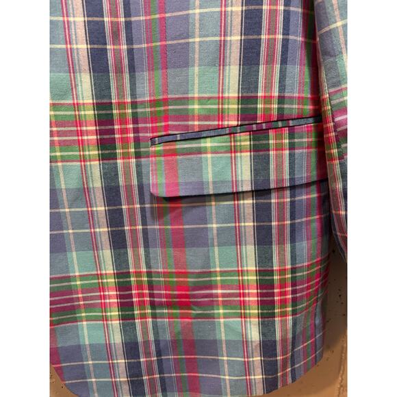Saddlebred men’s plaid 2 button colorful blazer sport coat cotton men’s 44S - Picture 6 of 13
